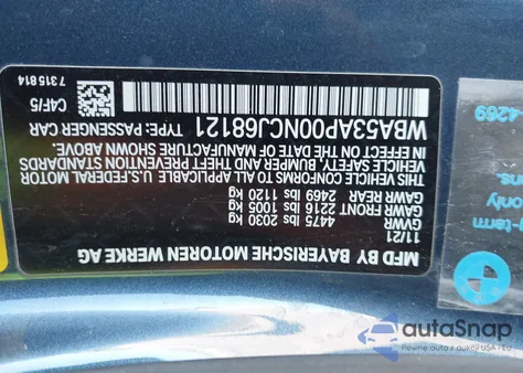 2022 BMW 430I from USA, damaged, VIN WBA53AP00NCJ68121